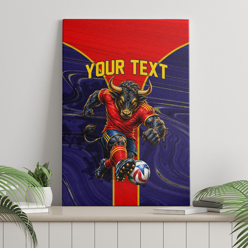 Personalized Spain Football Canvas Wall Art Fear the Bull Soccer Mascot Marble Art