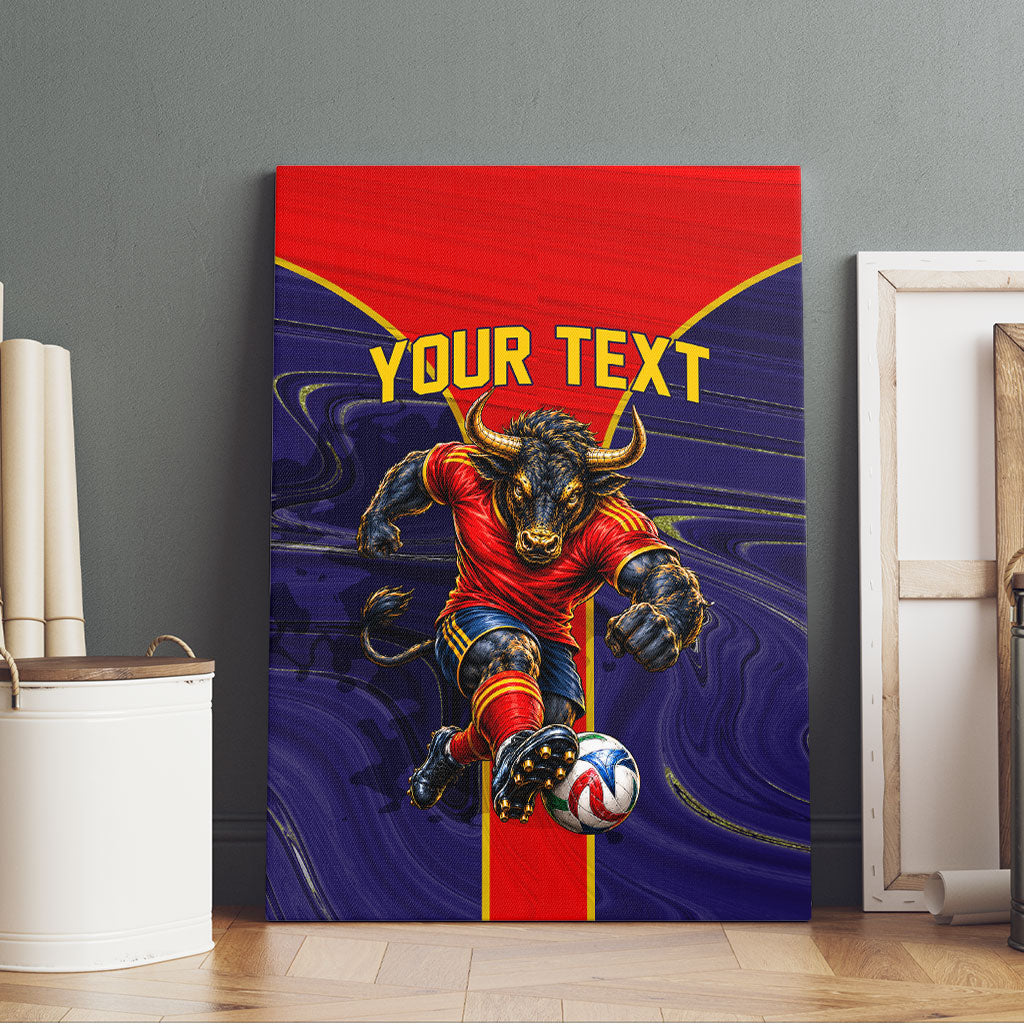 Personalized Spain Football Canvas Wall Art Fear the Bull Soccer Mascot Marble Art