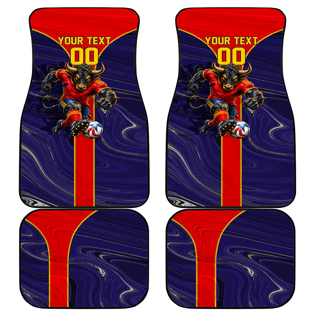 Personalized Spain Football Car Mats Fear the Bull Soccer Mascot Marble Art