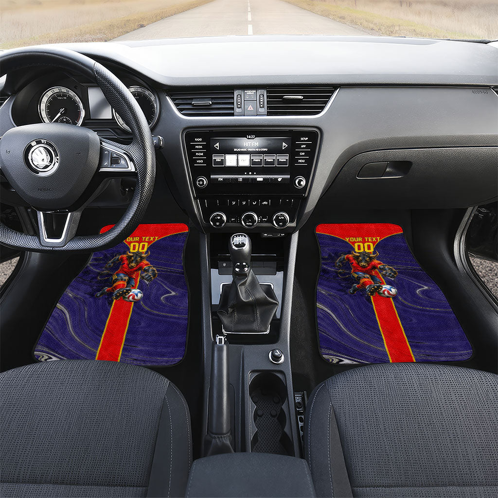 Personalized Spain Football Car Mats Fear the Bull Soccer Mascot Marble Art