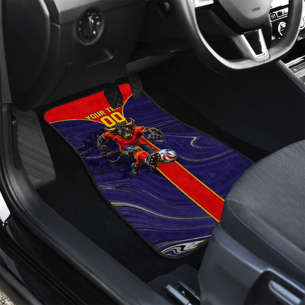Personalized Spain Football Car Mats Fear the Bull Soccer Mascot Marble Art