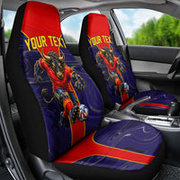 Personalized Spain Football Car Seat Cover Fear the Bull Soccer Mascot Marble Art