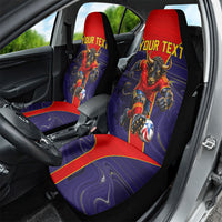 Personalized Spain Football Car Seat Cover Fear the Bull Soccer Mascot Marble Art