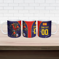 Personalized Spain Football Ceramic Mug Fear the Bull Soccer Mascot Marble Art