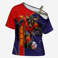 Personalized Spain Football Cross Shoulder Shirt Fear the Bull Soccer Mascot Marble Art