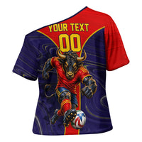 Personalized Spain Football Cross Shoulder Shirt Fear the Bull Soccer Mascot Marble Art