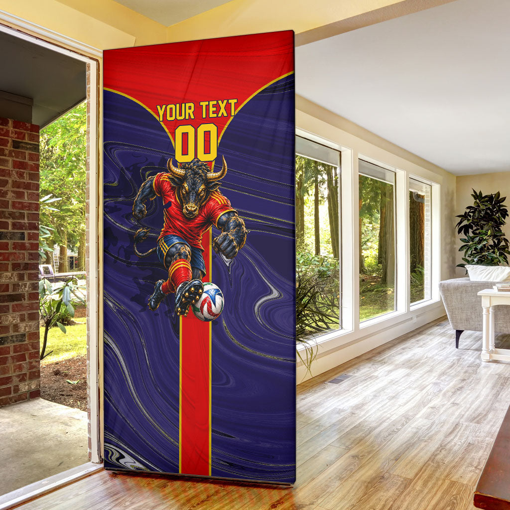 Personalized Spain Football Door Cover Fear the Bull Soccer Mascot Marble Art