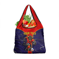 Personalized Spain Football Grocery Bag Fear the Bull Soccer Mascot Marble Art