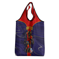 Personalized Spain Football Grocery Bag Fear the Bull Soccer Mascot Marble Art