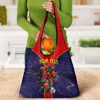Personalized Spain Football Grocery Bag Fear the Bull Soccer Mascot Marble Art