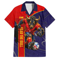 Personalized Spain Football Hawaiian Shirt Fear the Bull Soccer Mascot Marble Art