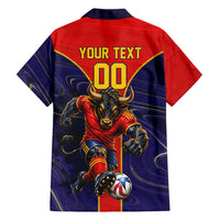 Personalized Spain Football Hawaiian Shirt Fear the Bull Soccer Mascot Marble Art
