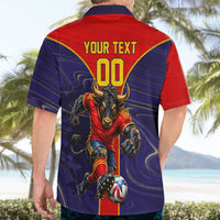 Personalized Spain Football Hawaiian Shirt Fear the Bull Soccer Mascot Marble Art