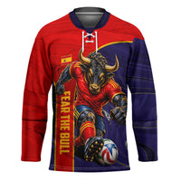 Personalized Spain Football Hockey Jersey Fear the Bull Soccer Mascot Marble Art