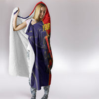 Personalized Spain Football Hooded Blanket Fear the Bull Soccer Mascot Marble Art