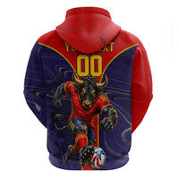 Personalized Spain Football Hoodie Fear the Bull Soccer Mascot Marble Art