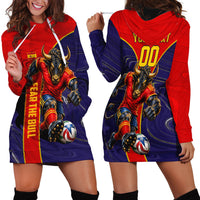 Personalized Spain Football Hoodie Dress Fear the Bull Soccer Mascot Marble Art