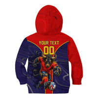 Personalized Spain Football Kid Hoodie Fear the Bull Soccer Mascot Marble Art