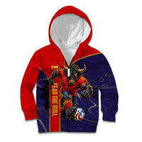 Personalized Spain Football Kid Hoodie Fear the Bull Soccer Mascot Marble Art
