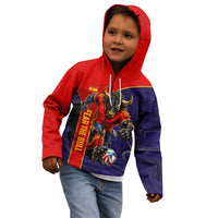 Personalized Spain Football Kid Hoodie Fear the Bull Soccer Mascot Marble Art