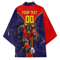 Personalized Spain Football Kimono Fear the Bull Soccer Mascot Marble Art