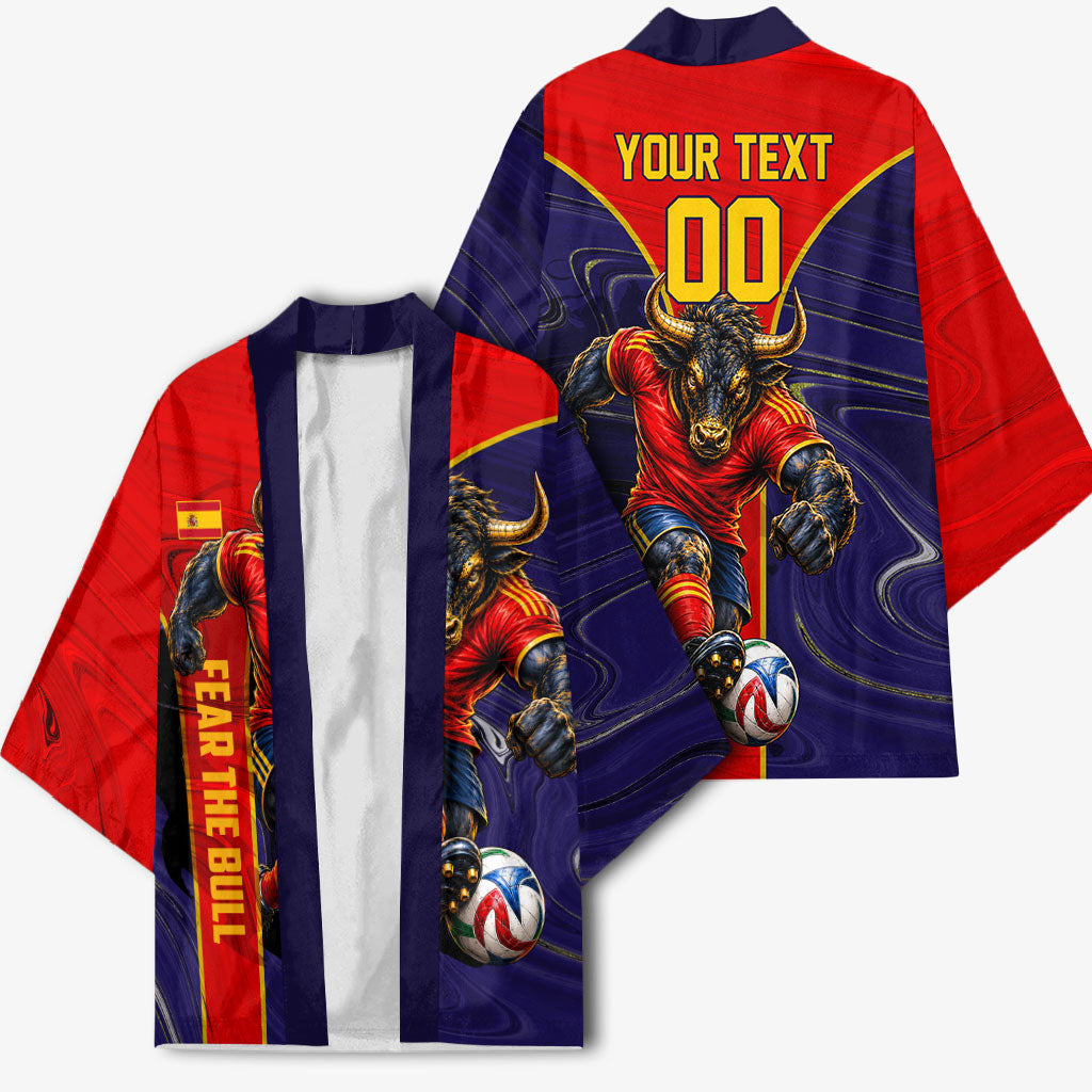Personalized Spain Football Kimono Fear the Bull Soccer Mascot Marble Art