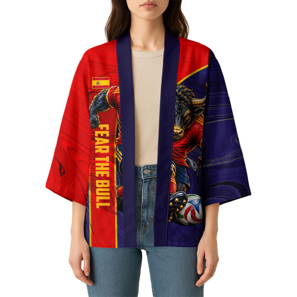 Personalized Spain Football Kimono Fear the Bull Soccer Mascot Marble Art