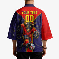 Personalized Spain Football Kimono Fear the Bull Soccer Mascot Marble Art