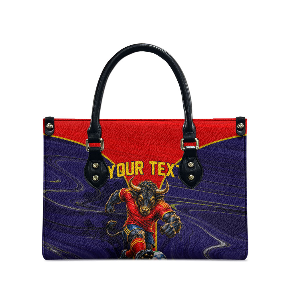 Personalized Spain Football Leather Bag Fear the Bull Soccer Mascot Marble Art