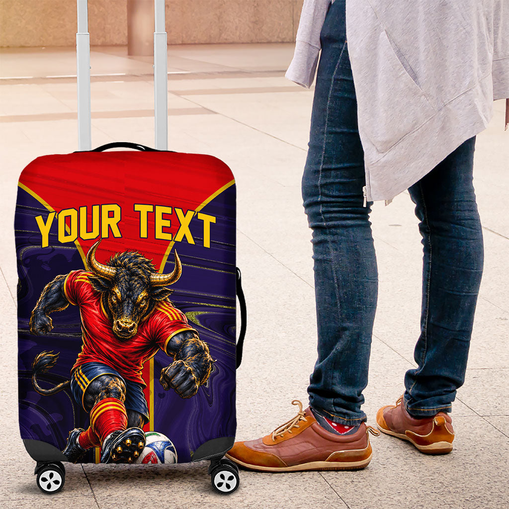 Personalized Spain Football Luggage Cover Fear the Bull Soccer Mascot Marble Art