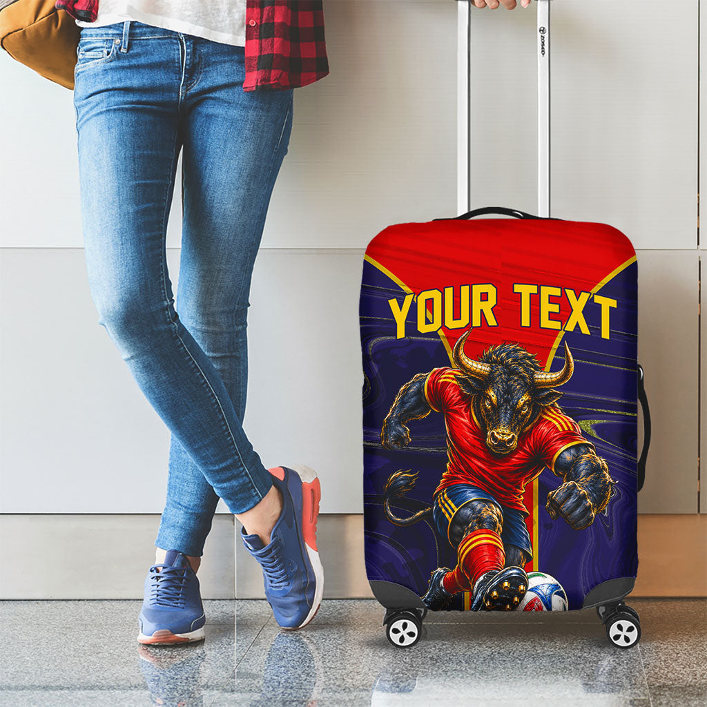 Personalized Spain Football Luggage Cover Fear the Bull Soccer Mascot Marble Art