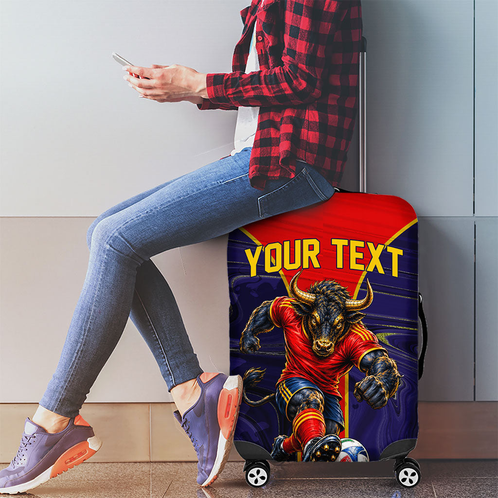 Personalized Spain Football Luggage Cover Fear the Bull Soccer Mascot Marble Art