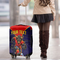 Personalized Spain Football Luggage Cover Fear the Bull Soccer Mascot Marble Art