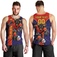Personalized Spain Football Men Tank Top Fear the Bull Soccer Mascot Marble Art
