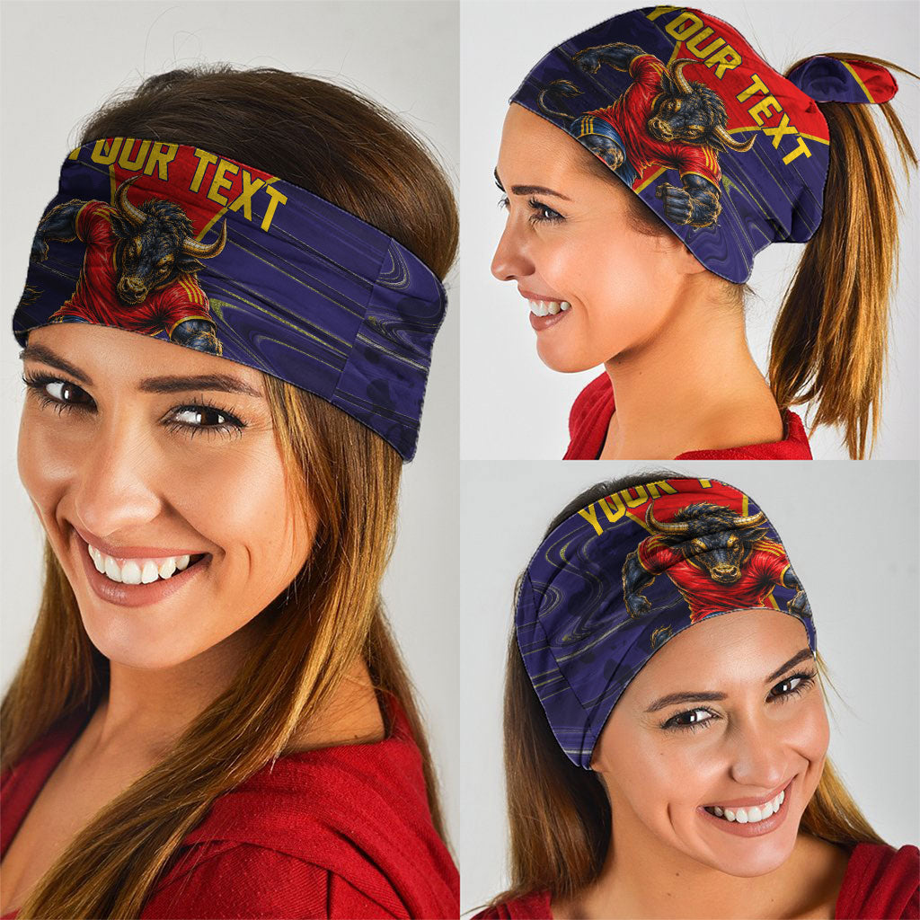 Personalized Spain Football Neck Gaiter Fear the Bull Soccer Mascot Marble Art