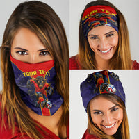 Personalized Spain Football Neck Gaiter Fear the Bull Soccer Mascot Marble Art
