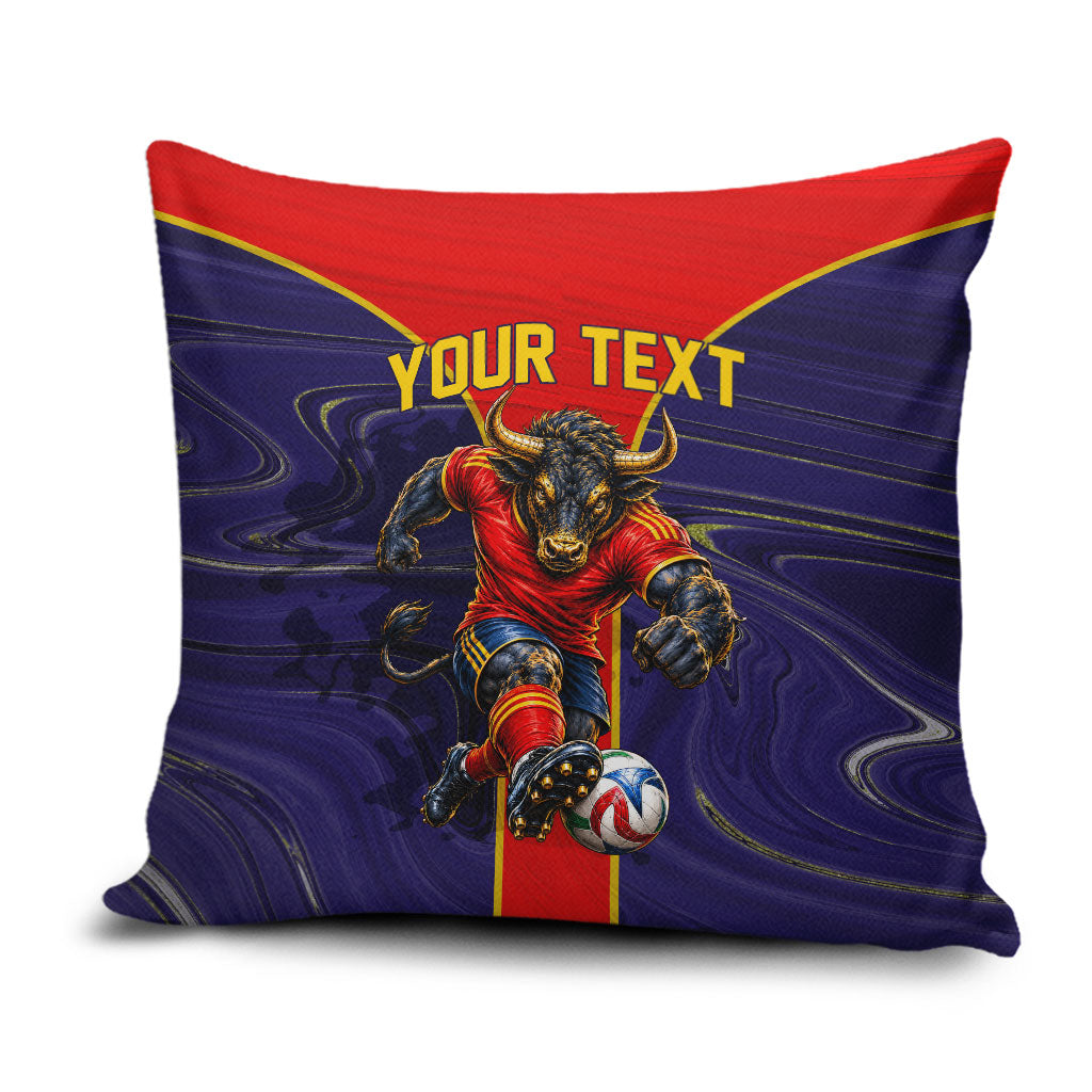 Personalized Spain Football Pillow Cover Fear the Bull Soccer Mascot Marble Art