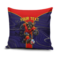 Personalized Spain Football Pillow Cover Fear the Bull Soccer Mascot Marble Art