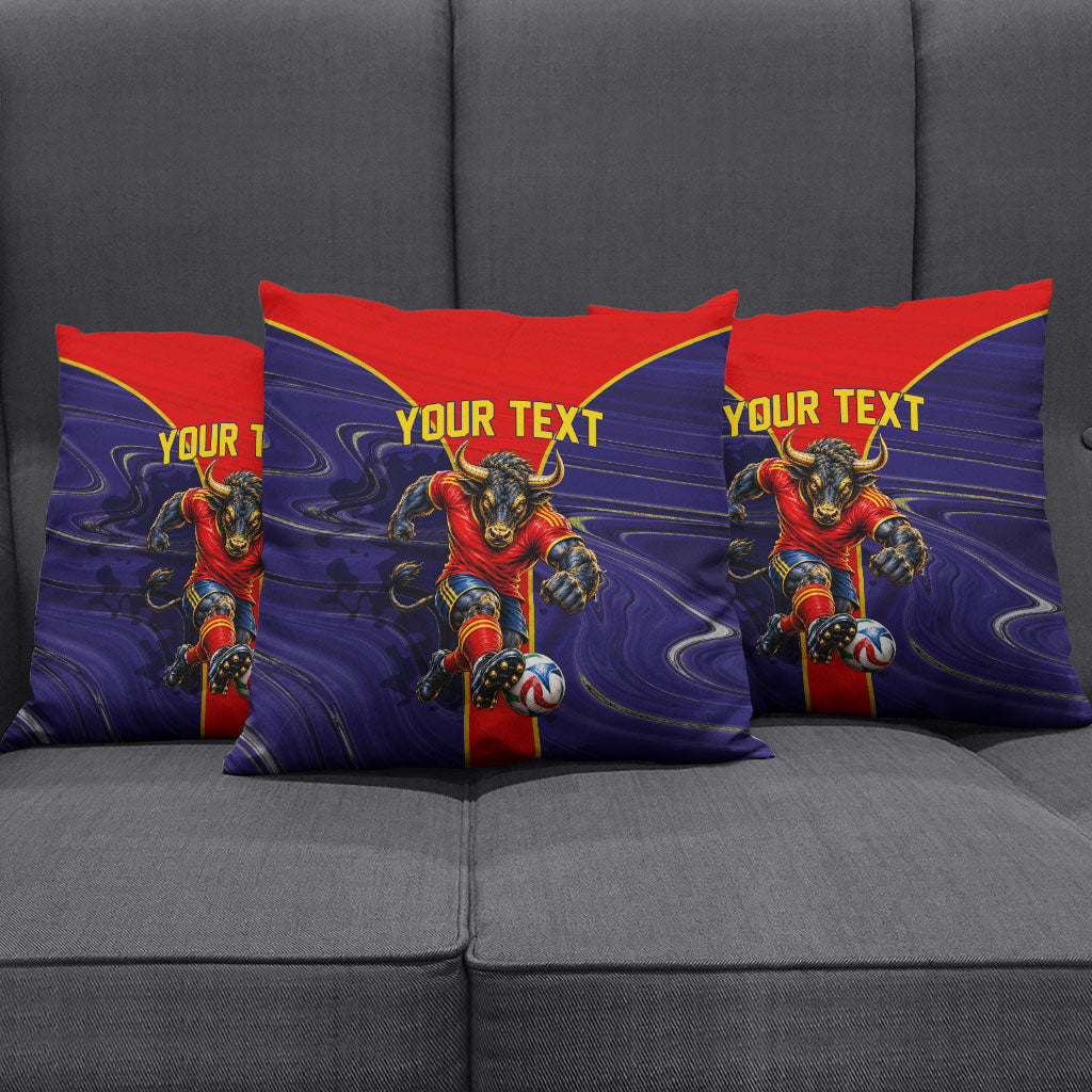 Personalized Spain Football Pillow Cover Fear the Bull Soccer Mascot Marble Art
