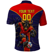 Personalized Spain Football Polo Shirt Fear the Bull Soccer Mascot Marble Art