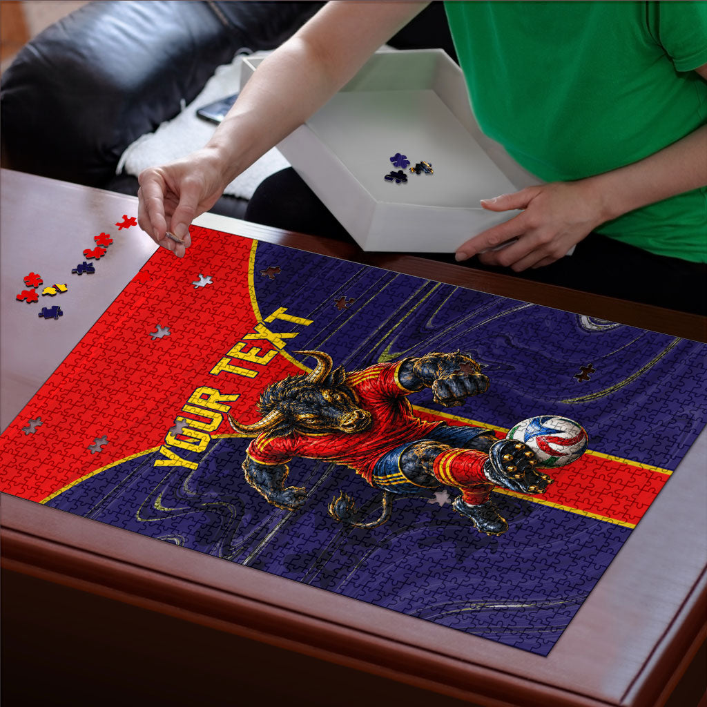 Personalized Spain Football Puzzle Fear the Bull Soccer Mascot Marble Art