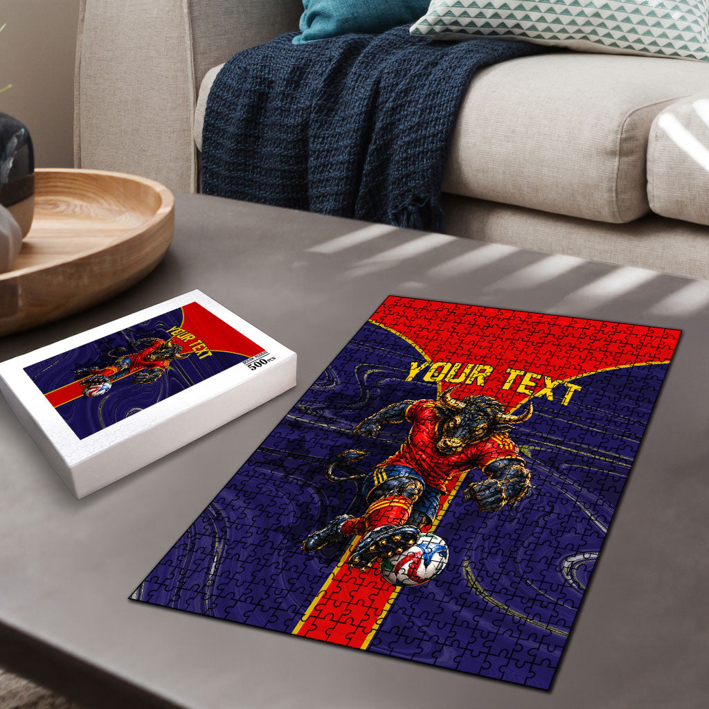 Personalized Spain Football Puzzle Fear the Bull Soccer Mascot Marble Art
