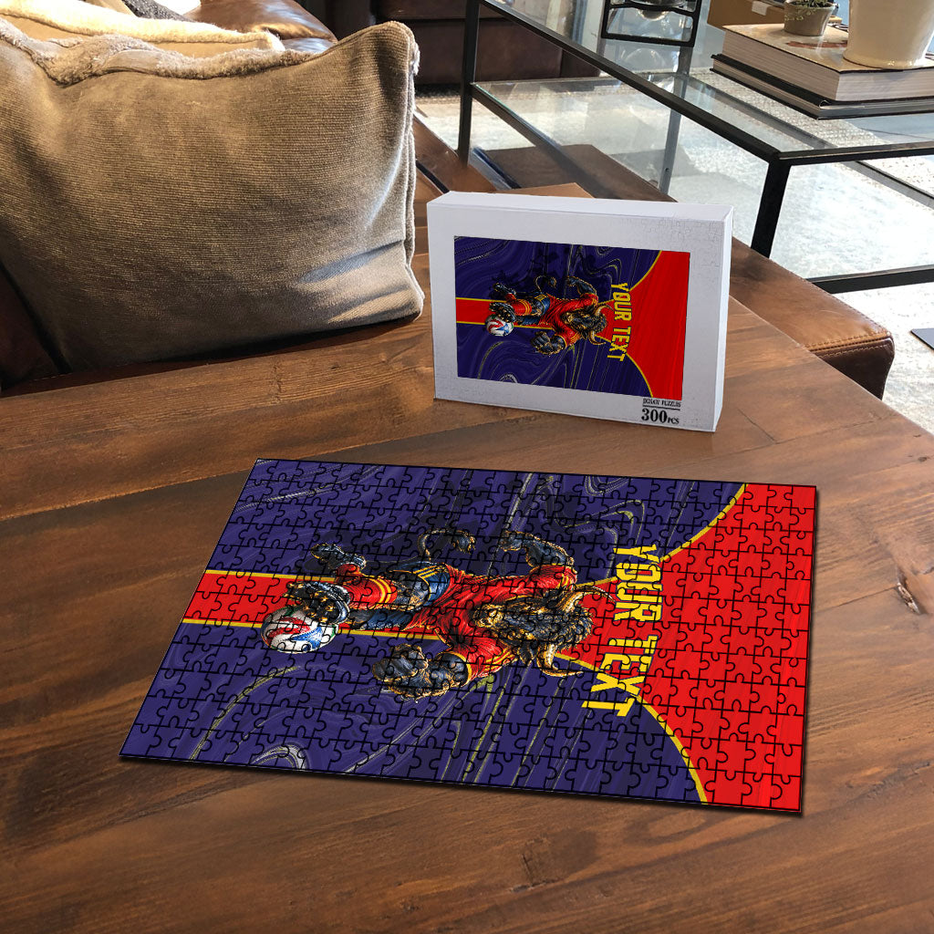 Personalized Spain Football Puzzle Fear the Bull Soccer Mascot Marble Art