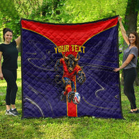 Personalized Spain Football Quilt Fear the Bull Soccer Mascot Marble Art