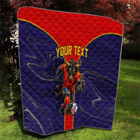 Personalized Spain Football Quilt Fear the Bull Soccer Mascot Marble Art