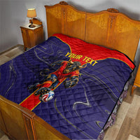 Personalized Spain Football Quilt Fear the Bull Soccer Mascot Marble Art