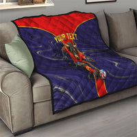 Personalized Spain Football Quilt Fear the Bull Soccer Mascot Marble Art