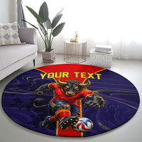 Personalized Spain Football Round Carpet Fear the Bull Soccer Mascot Marble Art