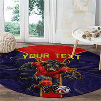 Personalized Spain Football Round Carpet Fear the Bull Soccer Mascot Marble Art