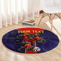 Personalized Spain Football Round Carpet Fear the Bull Soccer Mascot Marble Art